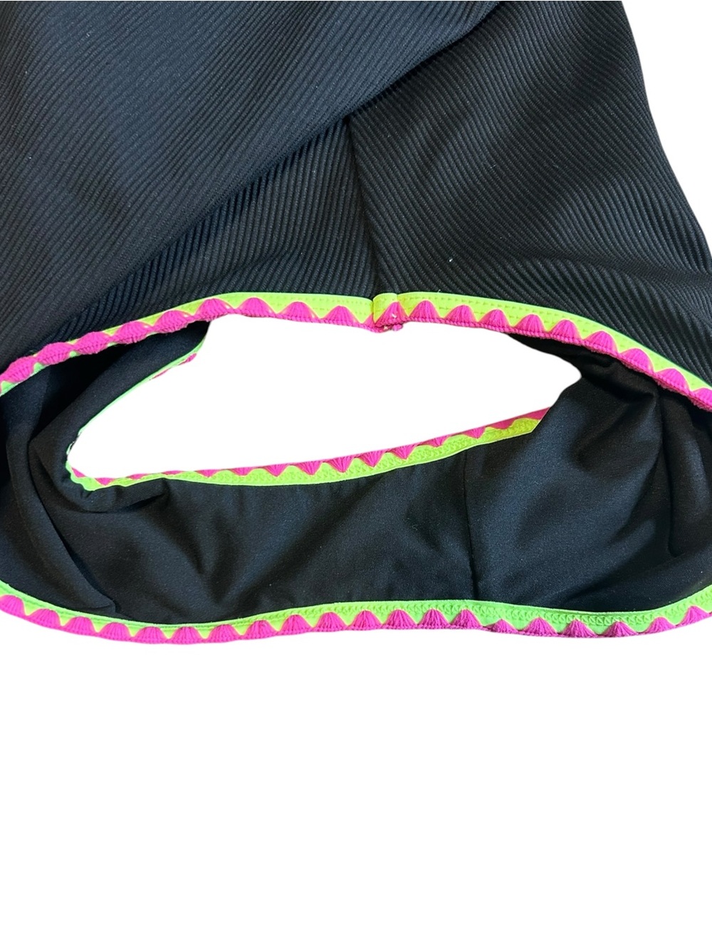 POPVIL Ribbed Black Neon Trim One Piece Swimsuit Size L - Picture 11 of 11